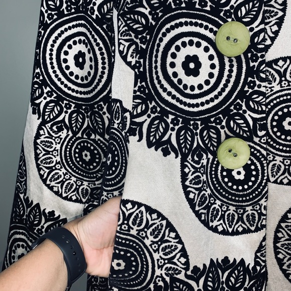 3 Sisters Black White Lime Green Pea Coat Jacket - Picture 8 of 9